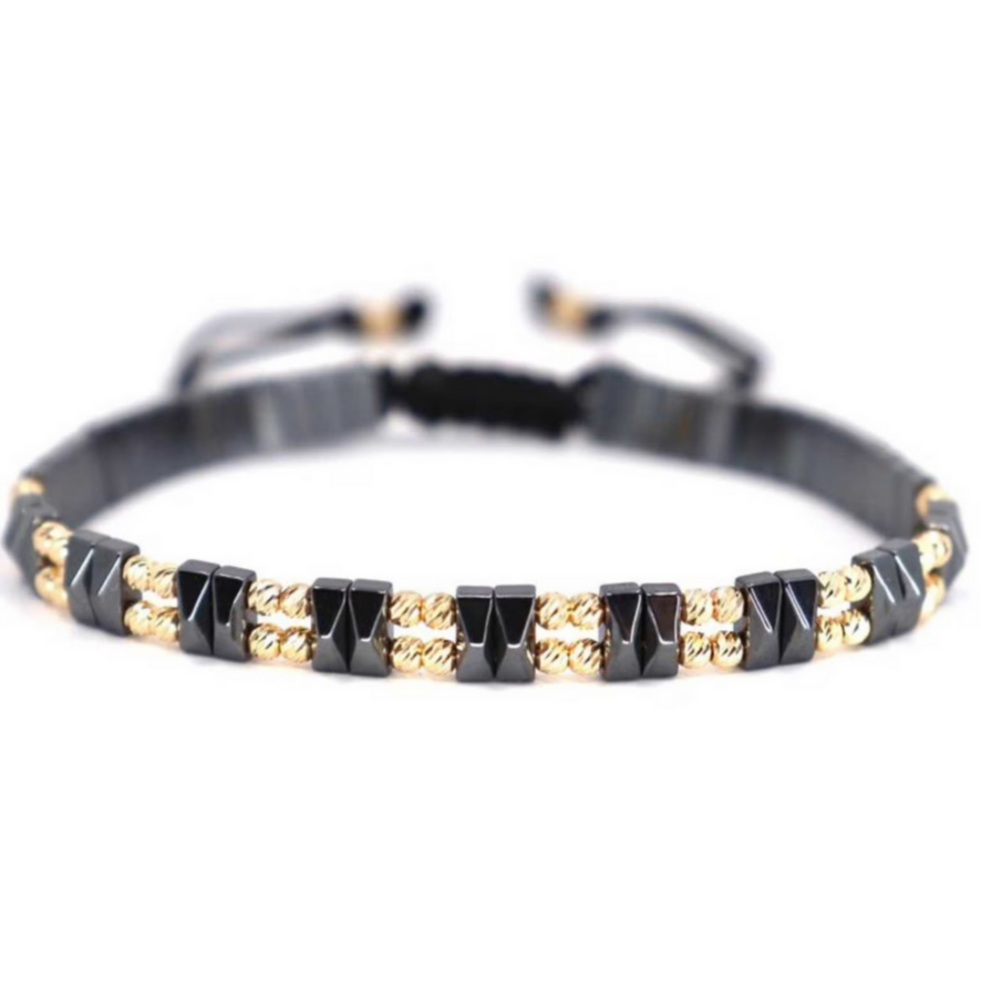Brățara Reglabilă Black-Gold & Hematit