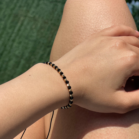 Brățara Reglabilă Black-Gold Onix